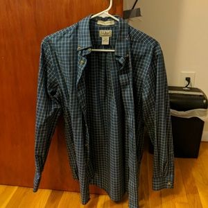L.L. Bean Dark Blue Striped Shirt Trim Fit